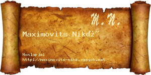 Maximovits Niké névjegykártya